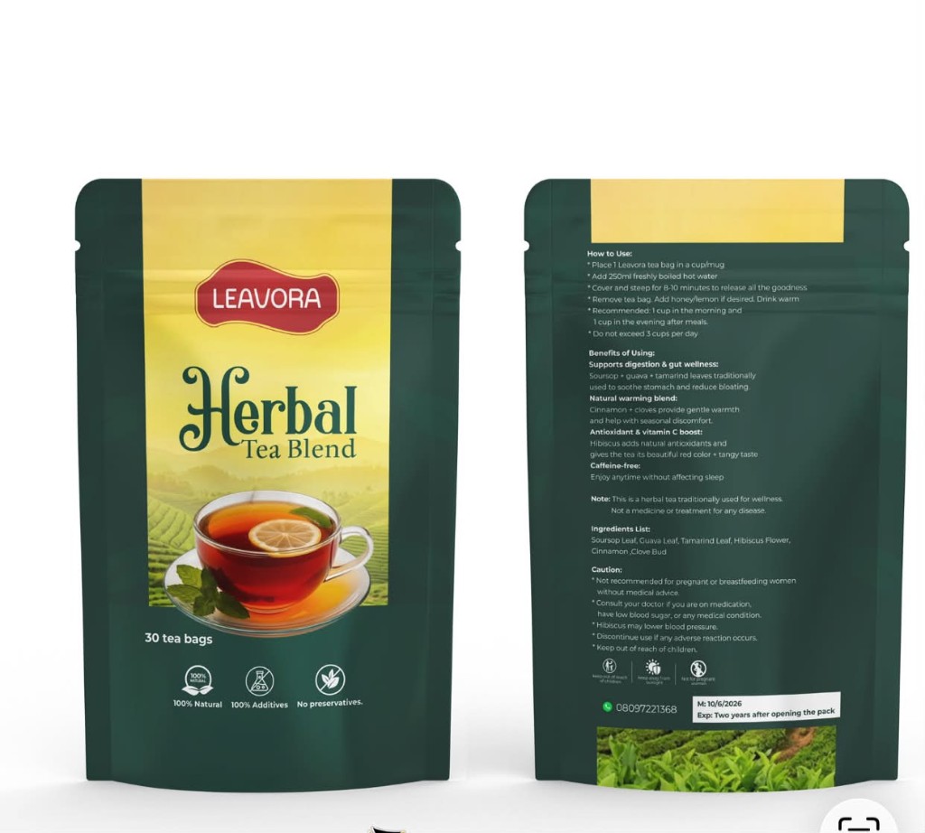 Leavora Herbal Tea Blend pouch